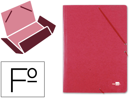 CARPETA LIDERPAPEL GOMAS TRES SOLAPAS CARTON SIMIL PRESPAN FOLIO COLOR ROJO