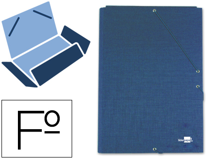 CARPETA LIDERPAPEL GOMAS TRES SOLAPAS CARTON FORRADO FOLIO COLOR AZUL