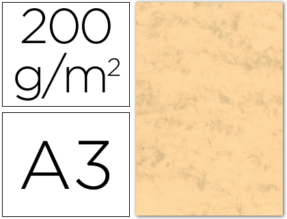 CARTULINA MARMOLEADA DIN A3 200 GR OCRE PAQUETE DE 100 HOJAS