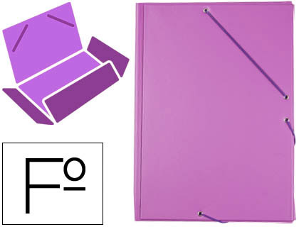 CARPETA LIDERPAPEL GOMAS TRES SOLAPAS PLASTICO FOLIO COLOR LILA