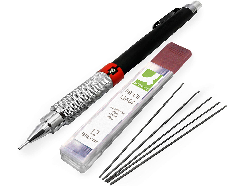 MINAS Q-CONNECT GRAFITO 0,5 MM HB ESTUCHE DE 12 MINAS LONGITUD 60 MM