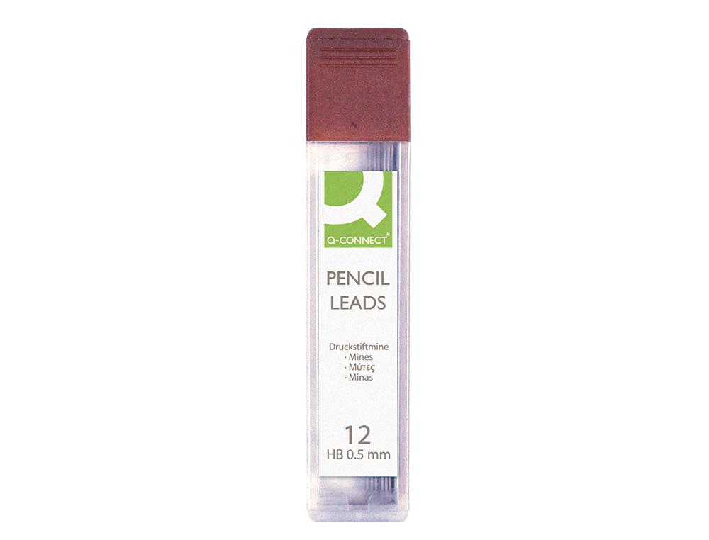 MINAS Q-CONNECT GRAFITO 0,5 MM HB ESTUCHE DE 12 MINAS LONGITUD 60 MM