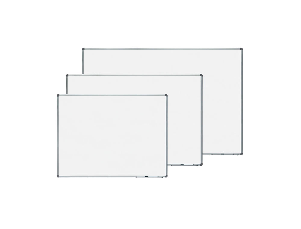 PIZARRA BLANCA ROCADA ACERO VITRIFICADO MAGNETICO MARCO ALUMINIO Y CANTONERAS PVC 90X60 CM INCLUYE BANDEJA PARA