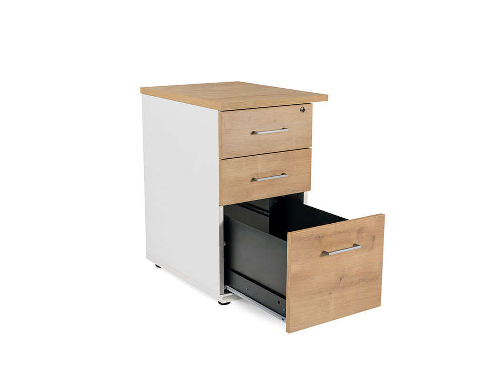 CAJONERA ROCADA CON DOS CAJONES Y UN CARPETERO SERIE STORE 60X50X72 CM ACABADO AW04BLANCO/BLANCO