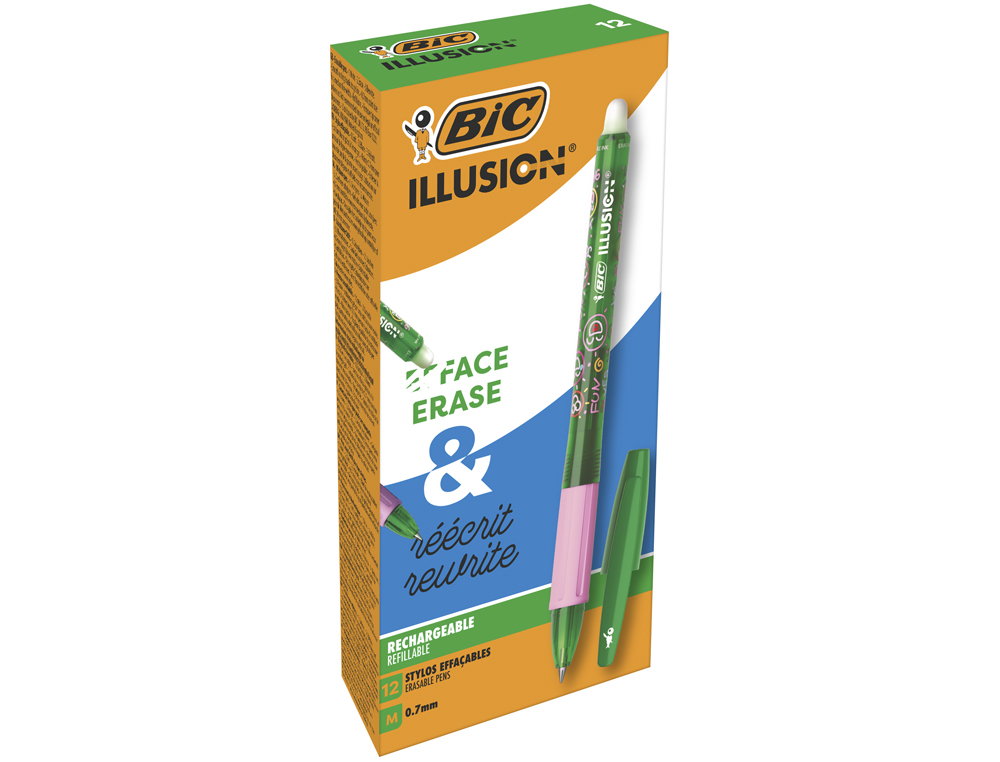 BOLIGRAFO BIC GELOCITY ILLUSION BORRABLE VERDE PUNTA DE 0,7 MM