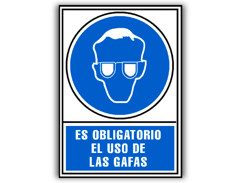PICTOGRAMA ARCHIVO 2000 OBLIGATORIO USO DE GAFAS PVC AZUL LUMINISCENTE 210X297 MM