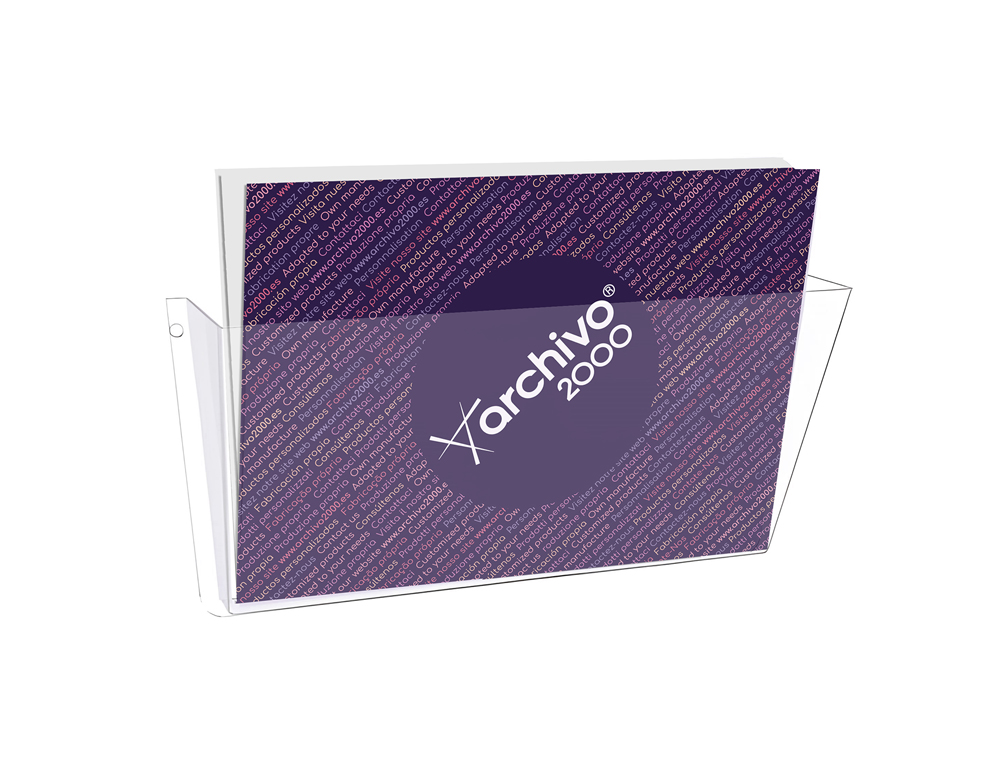 EXPOSITOR MURAL ARCHIVO 2000 DIN A4 HORIZONTAL 1 COMPARTIMENTO PLASTICO TRANSPARENTE 80X365X180 MM