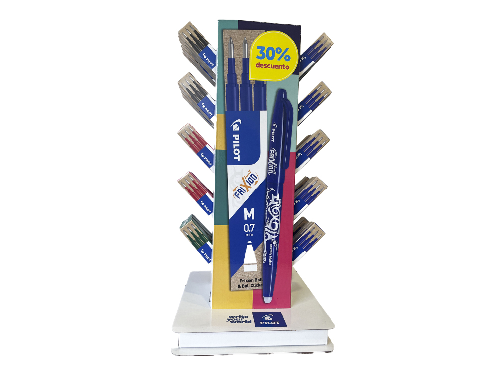 RECAMBIO BOLIGRAFO FRIXION BALL EXPOSITOR SOBREMESA DE 60 CAJAS 3 RECAMBIOS COLORES SURTIDOS
