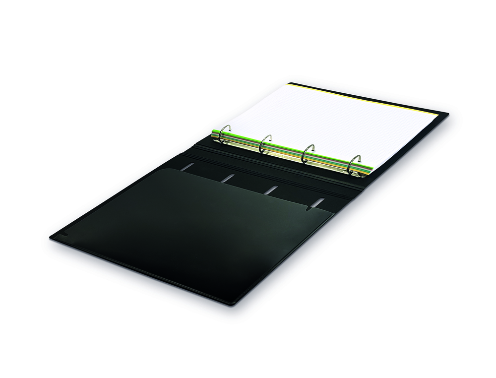CARPETA CON RECAMBIO PARDO POLIPROPILENO FOAM PERSONALIZABLE 4 ANILLAS 35 MM NEGRO
