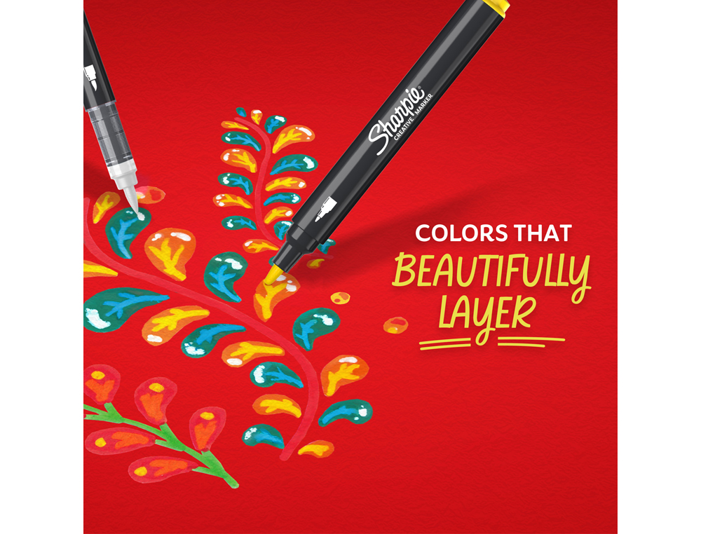 ROTULADOR SHARPIE ACRYLIC PUNTA PINCEL BLISTER DE 5 UNIDADES COLORES SURTIDOS