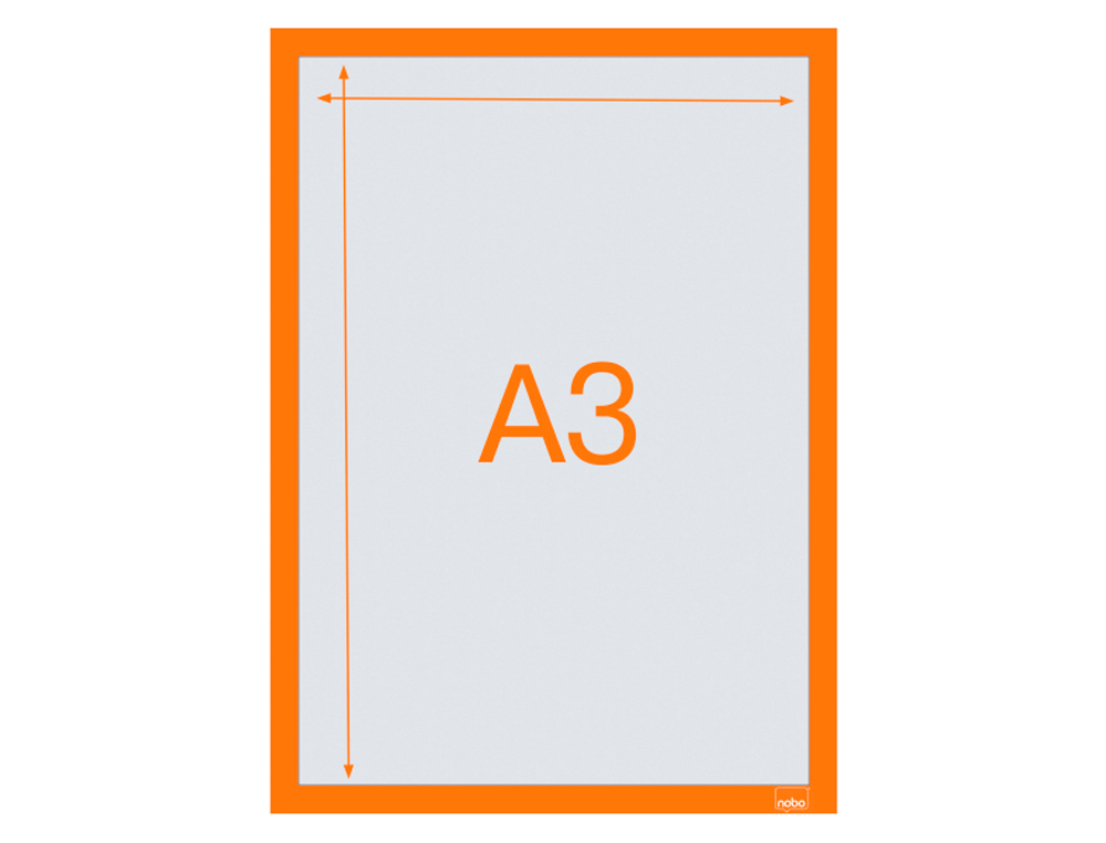 MARCO PORTA ANUNCIOS NOBO DIN A3 MARCO MAGNETICO AUTOADHESIVO COLOR NARANJA PACK DE 2 UNIDADES