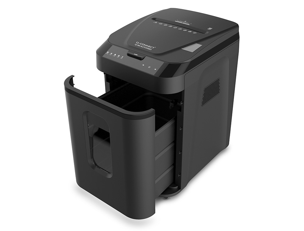 DESTRUCTORA DE DOCUMENTOS Q-CONNECT CAPACIDAD CORTE 180 H AUTO / 10 H MANUAL DESTRUYE GRAPAS CLIPS Y TARJETAS