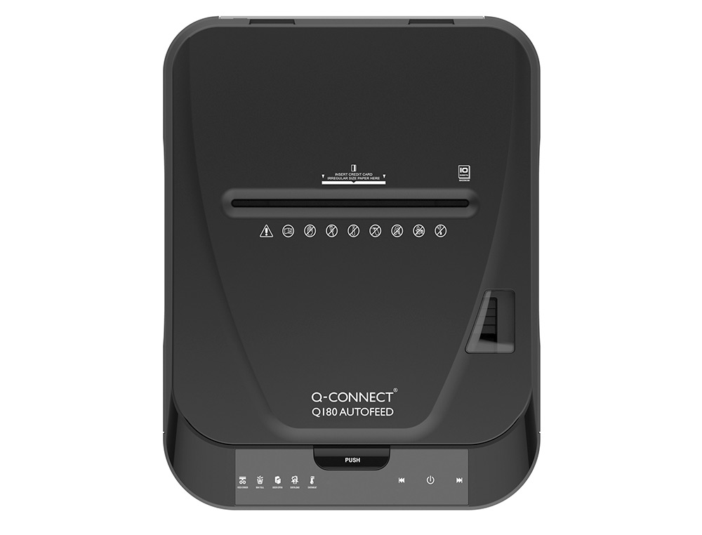 DESTRUCTORA DE DOCUMENTOS Q-CONNECT CAPACIDAD CORTE 180 H AUTO / 10 H MANUAL DESTRUYE GRAPAS CLIPS Y TARJETAS