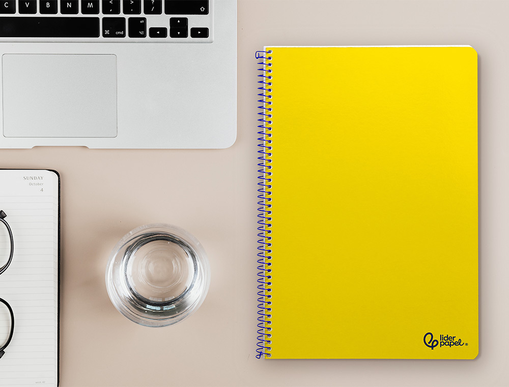 CUADERNO ESPIRAL LIDERPAPEL A4 SMART TAPA BLANDA 80H 75GR PAUTA 2,5MM CON MARGEN COLOR AMARILLO