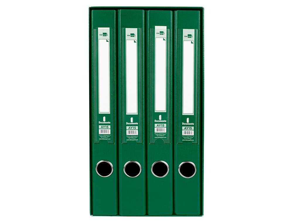 MODULO LIDERPAPEL 4 ARCHIVADORES FOLIO 2 ANILLAS MIXTAS 25MM VERDE