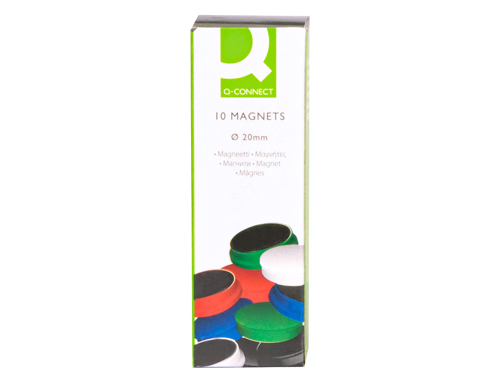 IMAN PARA SUJECION Q-CONNECT IDEAL PARA PIZARRAS MAGNETICAS20 MM COLORES SURTIDOS CAJA DE 10 UNIDADES