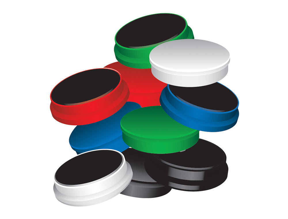 IMAN PARA SUJECION Q-CONNECT IDEAL PARA PIZARRAS MAGNETICAS20 MM COLORES SURTIDOS CAJA DE 10 UNIDADES