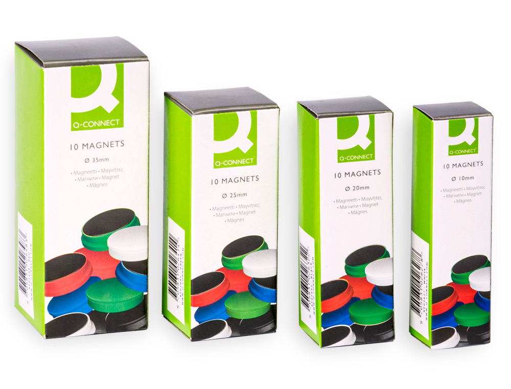 IMAN PARA SUJECION Q-CONNECT IDEAL PARA PIZARRAS MAGNETICAS20 MM COLORES SURTIDOS CAJA DE 10 UNIDADES