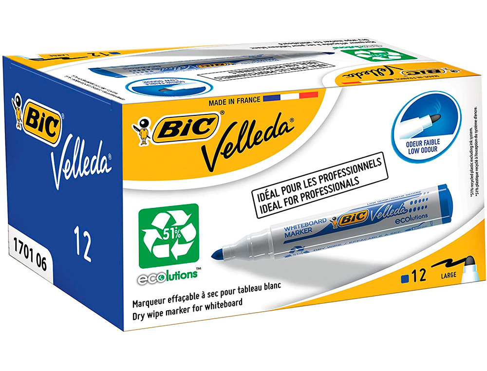 ROTULADOR BIC VELLEDA PARA PIZARRA AZUL PUNTA REDONDA 1,3 MM