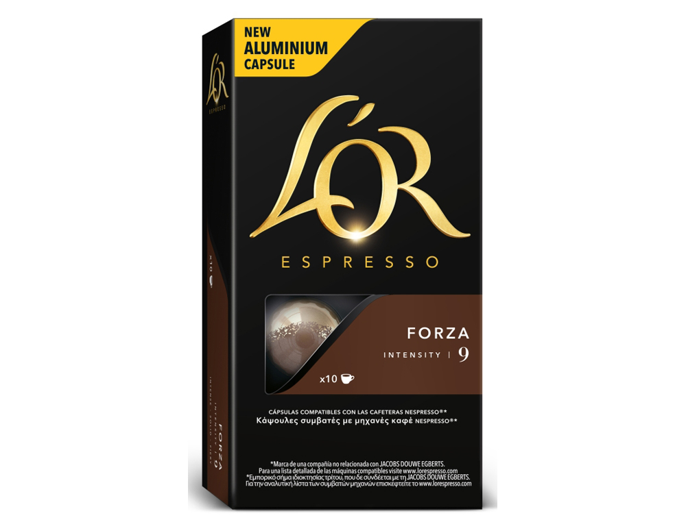CAFE L'OR ESPRESSO FORZA FUERZA 9 CAJA DE 10 UNIDADES COMPATIBLE CON NESPRESSO