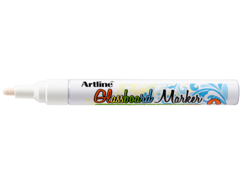 ROTULADOR ARTLINE GLASS MARKER ESPECIAL CRISTAL BORRABLE EN SECO O HUMEDO COLOR BLANCO
