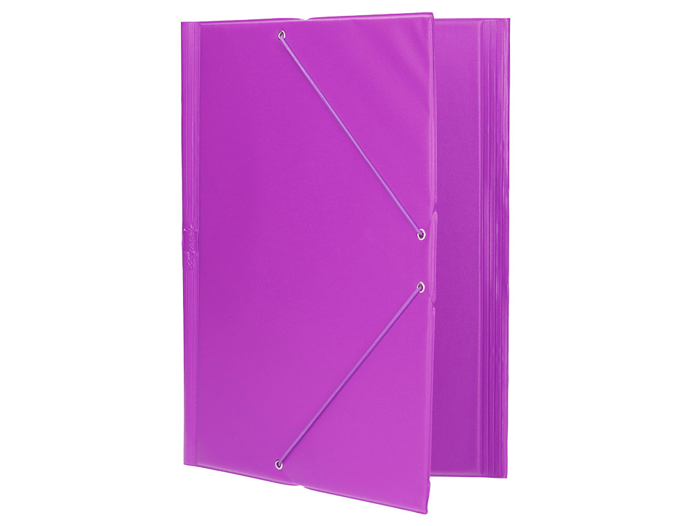 CARPETA LIDERPAPEL GOMAS TRES SOLAPAS PLASTICO FOLIO COLOR LILA