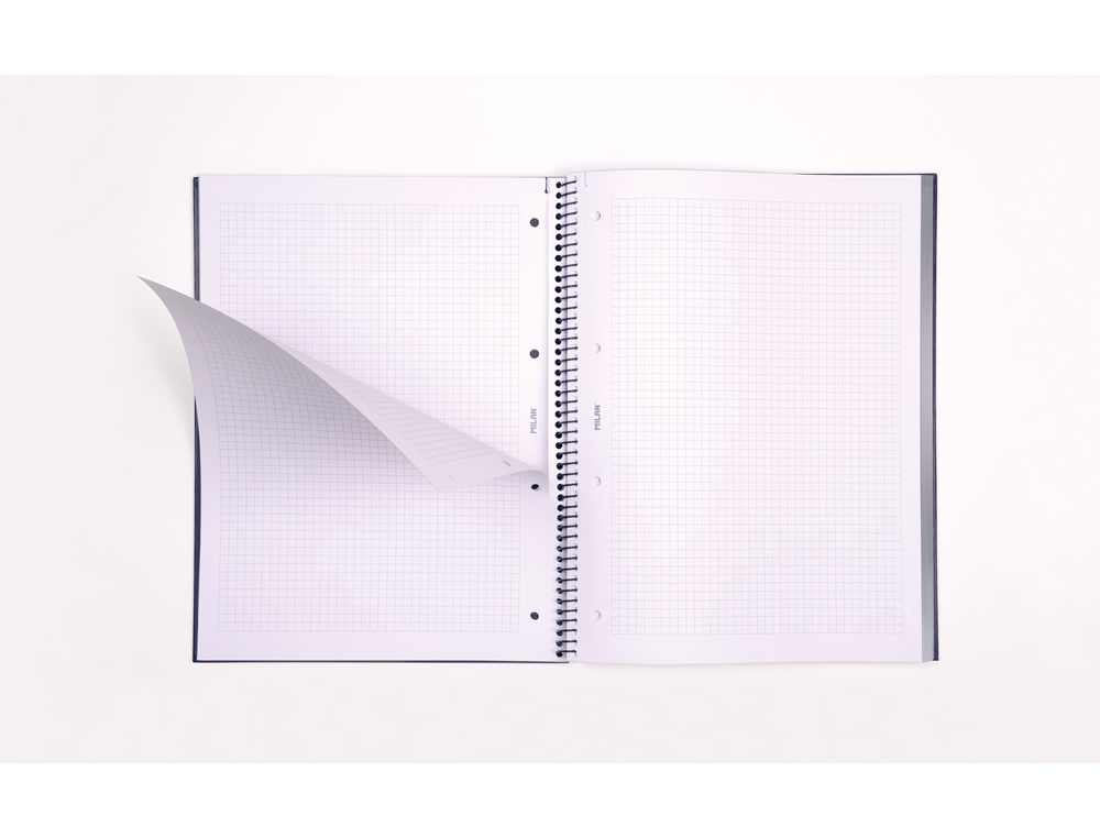 CUADERNO ESPIRAL MILAN TAPA DURA DIN A4 80 HOJAS MICROPERFORADO 4 TALADROS CUADRO 5 MM SERIE 1918 AZUL