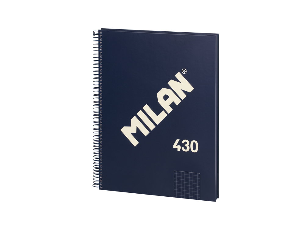 CUADERNO ESPIRAL MILAN TAPA DURA DIN A4 80 HOJAS MICROPERFORADO 4 TALADROS CUADRO 5 MM SERIE 1918 AZUL